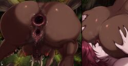 1futa 1girls absurd_res anus areolae ass big_ass big_breasts blonde_hair breasts closed_eyes cunnilingus dark-skinned_female dark_elf dark_skin detailed_background elf elf_ears elf_female facesitting female futanari gaping gaping_anus gaping_pussy hairless_pussy intersex layella_(eros3d) light-skinned_futa light_skin looking_at_viewer narrowed_eyes nipples open_mouth pov pussy red_(eros3d) red_hair thick_ass turtlechan vampire