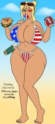 1girls american american_flag american_flag_bikini ass ass_expansion beach beer belly big_breasts bikini bimbo bimbo_body bimbo_lip bimbo_lips bimbofication bimbofied blonde blonde_female blonde_hair brain_drain brainwashed brainwashing breasts breasts_bigger_than_head brown_body cleavage color dark-skinned_female dark_skin drinking eating english english_text enormous_breasts feet female female_focus female_only flag flag_bikini flag_print fourth_of_july gun hamburger huge_breasts identity_death legs makeup nail_polish nails nails_painted nationality one_piece patriotic_clothing patriotism ponytail race_swap simple_background simple_shading slutty_clothes slutty_face slutty_pose smiling smiling_at_viewer stereotype sunglasses swimsuit tan_body tan_skin tashigi text thick thick_ass thick_legs thick_thighs thighs thin_waist thong tight_clothing toenail_polish toes transformation wink winking winking_at_viewer xenophilia xxxx52