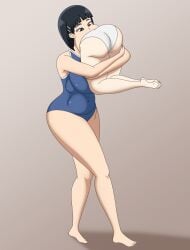 2girls ass big_ass big_breasts black_hair breasts curvy damnitshuge female_pred female_prey kirigaya_suguha one-piece_swimsuit oral_vore short_hair sword_art_online unwilling_prey vore wide_hips willing_pred yuuki_asuna