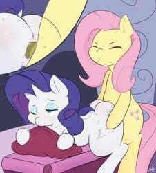 2015 anus ass blue_eyes closed_eyes cutaway cutie_mark dickgirl duo equine eyeshadow female feral fluttershy_(mlp) friendship_is_magic futa_on_female futanari hair hi_res horn horse inside intersex intersex/female long_hair lying makeup mammal my_little_pony one_eye_closed penetration penis pink_hair pony purple_hair pussy rarity_(mlp) sex unicorn vaginal_penetration zoarity