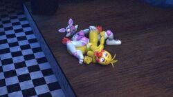 2girls five_nights_at_freddy's five_nights_at_freddy's_2 mangle_(fnaf) scissoring toy_chica_(fnaf) tribadism yuri