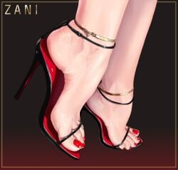 1girls anklet feet feet_only female female_only foot_fetish foot_focus footwear high_heels jewelry painted_nails red_toenails sweat sweaty_feet toes wuthering_waves zani_(wuthering_waves)
