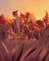 anthro anthro_only canine duo feline firekeeper77 fox himeko hybrid mammal taur tiger