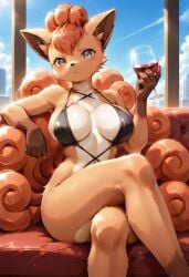 ai_generated big_breasts cup_of_wine furry furry_female micro_bikini pokemon pokemon_(species) pokephilia razhdeluxe vulpix