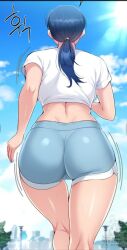 ass ass_focus dolphin_shorts ponytail sportswear t-shirt tagme 스크린샷 유세하