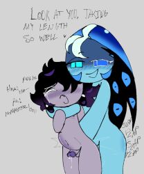 2boys 99cookiepiss anal anal_sex black_hair black_sapphire_cookie blue_skin blush blush_lines closed_eyes cookie_run cookie_run_kingdom dialogue drooling gay gay_sex half-closed_eyes hand_around_neck male moaning oerba_yun_fang onomatopoeia open_mouth penis plap_(sound) praise praising precum precum_bubble precum_drip purple_skin sex_from_behind shadow_milk_cookie simple_background size_difference smile smiling smiling_at_partner stomach_bulge talking_to_partner tears wackymustdie yaoi