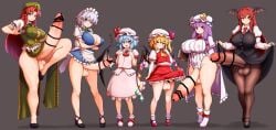 big_breasts big_penis breasts censor_bar censored censored_penis flandre_scarlet futa_only futanari hong_meiling intersex izayoi_sakuya koakuma patchouli_knowledge peso_(cheese_company) remilia_scarlet