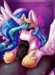 2015 alicorn animal_genitalia animated blush dimwitdog duo equine erection faceless_male female feral friendship_is_magic fur hair hasbro horn horsecock long_hair male mammal multicolored_hair my_little_pony oral oral_penetration penetration penis princess_celestia_(mlp) saliva sex snowlik3 straight tongue vein white_fur wings