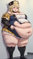 1females 1girls ai_generated bbw belly belly_button blonde_hair blonde_hair_female breasts exposed_fat_belly fat fat_female fat_girl fat_woman female female_focus female_only fontaine_girls genshin_impact hoyoverse light-skinned_female light_skin mihoyo mihoyo_technology_(shanghai)_co._ltd. navia_(genshin_impact) obese obese_female solo solo_female solo_focus standing