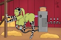 alien alien_girl alien_humanoid barn barn_sex blind_peacock_draws_(artist) blue_milk commission commission_art conveyor_belt cow_bikini cow_girl cow_print cow_print_armwear cow_print_headwear cow_print_legwear cowbell cowgirl_position dildo dildo_in_pussy dildo_insertion dildo_machine dildo_penetration factory factory_binding farm from_behind from_behind_position green_eyes green_skin handwear head_tail head_tails headband hera_syndulla machine milk milk_bottle milk_squirt milking milking_breasts milking_machine ponytail ponytail_female sex_machine sex_toy solo star_wars star_wars_rebels twi'lek vaginal_penetration