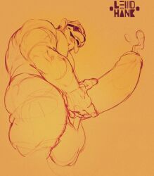 anthro balls bara barazoku big_balls big_penis boner digimon erection etemon huge_balls huge_cock lewdhank male male_only monochrome muscles muscular nude penis solo solo_male