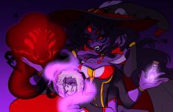 5_eyes armlet big_breasts black_lipstick breasts cigarette cigarette_in_mouth cleavage fangs female heart long_nails maiuo monster_girl muffet orb red_nails spider_girl swapfell swapfell_papyrus tumblr_username twitter_username undertale undertale_(series) witch witch_hat