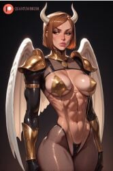 ai_generated angel bored demon_girl horns jujutsu_kaisen nobara_kugisaki reverse_bunnysuit sling_bikini wings