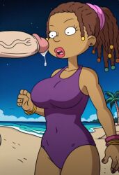 ai_generated all_grown_up nickelodeon one-piece_swimsuit penis precum rugrats solo susie_carmichael
