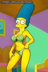 1girls ai_generated big_breasts black_eyes blue_hair bra breasts cartoon elsacorinthiana female female_only green_bra green_lingerie green_panties horny horny_face horny_female lingerie marge_simpson panties patreon patreon_link patreon_url patreon_username posing posing_for_picture posing_for_the_viewer room semi-naked semi-nude semi-nudity semi_naked semi_nude sfw standing the_simpsons thick_thigs thong_lingerie yellow-skinned_female yellow_body yellow_skin yellow_skinned_female