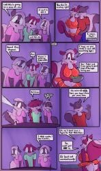 anthro billy_brambletree bottomwear brother_(lore) camisole carol_brambletree clothing comic dialogue dirty_bunny female grinding grinding_through_clothes hi_res incest_(lore) incestuous_voyeur_(lore) jon_brambletree kelli_brambletree male male/female mammal megan_brambletree mephitid mother_(lore) parent_(lore) sibling_(lore) sister_(lore) sisters_(lore) skirt skunk spit-take translucent twins_(lore) voyeur