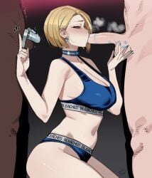 big_cock bleached bleached_clothing blonde_female blonde_hair blue_lipstick blue_nails bob_cut caucasian caucasian_female caucasian_male chastity_cage cuckold dark-skinned_male dark_skin emma_frost flipping_off grabbing_balls in_front_of_cuckold light-skinned_male lipstick_mark marvel marvel_comics oral pale-skinned_female pale_skin penis_size_difference raceplay racism ratatatat74 rejection size_comparison small_penis small_penis_humiliation third-party_edit x-men