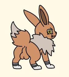 all_fours anus ass balls big_balls clothing eevee eeveelution feral feral_only footwear generation_1_pokemon genitals looking_at_viewer looking_back male mostly_nude mostly_nude_male nintendo perineum pokemon pokemon_(species) presenting presenting_balls raised_tail rear_view smile socks solo solo_focus tail tongue tongue_out yellow_eyes zamzamcan