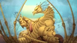 absurd_res anus claws detailed_background dragon dragon_(dnd) dungeons_and_dragons european_mythology feral frill_(anatomy) gem_dragon_(dnd) genitals hasbro hi_res male membrane_(anatomy) membranous_frill membranous_wings mythological_creature mythological_scalie mythology nude penis presenting presenting_penis scales scalie sitting skyebold solo tail topaz_dragon_(dnd) transparent_wing western_dragon wings wizards_of_the_coast yellow_body yellow_eyes yellow_scales
