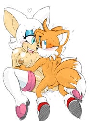 2015 anthro areola balls bat big_breasts breasts canine cum cum_in_pussy cum_inside duo erect_nipples extraspecialzone female fox fur furry_tail male mammal multiple_tails nipples rouge_the_bat sex sonic_(series) tail tails