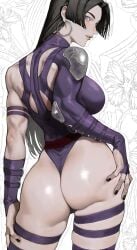 1girls ass ass_focus back_view black_hair butt_crack butt_focus clothed clothed_female dat_ass dat_butt female lapefamm looking_back marvel marvel_comics marvel_rivals psylocke psylocke_(marvel_rivals) solo x-men