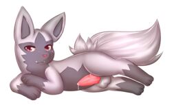 alpha_channel balls cappuccinocat feral knot looking_at_viewer lying nintendo pink_eyes pokemon pokemon_(species) poochyena precum simple_background transparent_background video_games