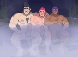 3boys abs balls bara baraboy big_balls big_muscles big_nipples big_pecs big_penis black_hair blush brawl_stars bull_(brawl_stars) colt_(brawl_stars) daddy dark-skinned_male dark_skin dilf el_primo_(brawl_stars) erection gay grin hot_spring huge_balls huge_cock huge_muscles huge_nipples huge_pecs hunk imminent_sex imminent_threesome interracial larger_human larger_male latino latino_male luchador mask mask_only masked masked_male muscular muscular_human muscular_male nipple_piercing nipples nose_ring nude partially_submerged pecs penis pink_hair sideburns size_difference smaller_human smaller_male trio water wrestler yaoi