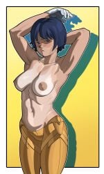 1girls alternate_version_available armpits arms_up breasts exposed_breasts female female_focus female_only gloves gundam gundam_gquuuuuux light-skinned_female light_skin looking_at_viewer medium_breasts nipples partially_clothed png shiiko_sugai wowsas