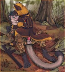 ambiguous_gender ambiguous_penetrated anal anal_sex anthro anthro_on_feral anthro_penetrating anthro_penetrating_feral blue_eyes blue_hair bodily_fluids brown_body brown_fur camo camo_clothing camo_print canid canine canis clothing cowgirl_position domestic_dog duo elemental_creature erection exposed_balls felid fence feral feral_penetrated firefangdragon from_front_position fur genital_fluids genitals german_flag german_shepherd grey_body grey_fur gun hair harness herding_dog hi_res jif_peanut_butter male male/ambiguous male_on_feral male_penetrating male_penetrating_ambiguous mammal on_bottom on_top open_mouth outside pantherine pastoral_dog pattern_clothing paws penetration penis precum ranged_weapon rifle sex snow_leopard snowflake_(sftsl) tongue tongue_out weapon zoophilia