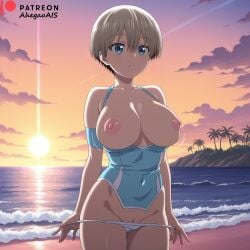 1girls 2d 2d_(artwork) 2d_artwork 4k ahegao_ai ai_generated big_breasts blue_eyes blush breasts breasts_out curvy curvy_body curvy_female curvy_figure female female_focus female_only gray_hair high_resolution highres legs naked naked_female nude nude_female outdoor_nudity outdoors outdoors_nudity outside solo solo_female solo_focus uzaki-chan_wa_asobitai! uzaki_hana