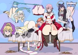5girls ass butt_crack gawr_gura hanging_wedgie hololive hololive_english huge_ass mori_calliope ninomae_ina'nis pulverizedpanty spank_marks spanked_butt spanking takanashi_kiara virtual_youtuber wardrobe_malfunction watson_amelia wedgie