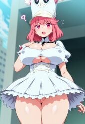 1female 1girls :o ai_generated ass big_ass big_breasts blush breasts bursting_breasts cleavage cleavage_overflow confused covered_nipples curvy female female_only huge_breasts jakuzure_nonon kill_la_kill large_breasts legs_together looking_at_viewer mature mature_body mature_figure mature_woman milf mommy nervous open_mouth pink_eyes pink_hair solo solo_female standing teeth thick thick_ass thick_thighs thighs uncensored underboob voluptuous voluptuous_female white_dress wide_hips