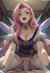 1boy ai_generated bangs belt blue_dress blue_eyes blush breasts choker cleavage clothed_sex clothing collarbone cowgirl_position cowgirl_position cum cum_in_pussy dress earrings erection feathered_wings feathers female female genital_fluids gloves hair_ornament indoors jewelry jousneystudio large_breasts league_of_legends league_of_legends:_wild_rift legwear lips long_hair looking_at_viewer male mole mole_under_eye nakadashi nipples on_top open_mouth penis pink_hair puffy_short_sleeves puffy_sleeves pussy riot_games semen seraphine_(league_of_legends) sex short_dress short_sleeves solo_focus spread_legs straddling straight sweat teeth thighhighs thighs tongue vagina vaginal_penetration very_long_hair white_gloves white_legwear white_thighhighs wings