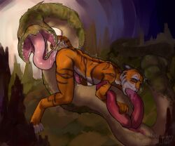 2_penises 69_position absurd_res anthro cave diphallia diphallism duo felid feline genitals hi_res male male/male mammal multi_genitalia multi_penis oral pantherine penis rote_haare sex size_difference tiger tongue unknown_species worm xenophilia