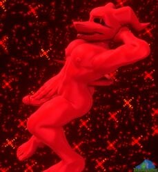 2025 3d albalbalb alien alien_humanoid ass black_eyes dark_eyes digital_media_(artwork) earthbound_(series) genitals giygas hand_behind_head hand_on_penis hi_res humanoid looking_at_viewer male muscular muscular_male narrowed_eyes nintendo nipples pattern_background pecs penis red_body red_eyes red_skin simple_background smile smiling_at_viewer solo star-shaped_background tail teeth_showing tongue tongue_out watermark