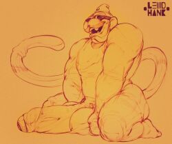 anthro balls bara barazoku big_balls big_penis boner digimon erection etemon huge_balls huge_cock lewdhank male male_only monochrome muscles muscular nude penis solo solo_male