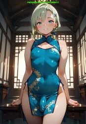 ai_generated balls bulge chinese_clothes chinese_dress femboy meybekity nipples otoko_no_ko panties penis solo trap yaoi
