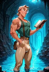 ai_generated atlantis:_the_lost_empire bara disney male male_focus male_only milo_thatch muscular_male toned yaoi