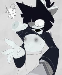 1girls caught_off_guard chest_focus disembodied_hand embarrassed embarrassed_female flat_chest floating_hands floating_head fundamental_paper_education hairbow horns lawgx long_skirt long_sleeves miss_bloomie_(fundamental_paper_education) nipples pale-skinned_female pale_skin questionable_consent raised_shirt shocked skirt small_breasts tied_hair