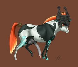 1boy alternate_species animal_genitalia balls dark_red_background feral genderswap_(ftm) horse horsecock imp_midna male male_only midna penis rule_63 solo the_legend_of_zelda twilight_princess