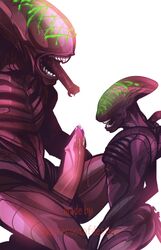 alien alien_(franchise) big_penis erection male penis precum size_difference squarerootofdestiny teeth xenomorph