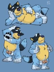 2025 4_fingers 4_toes anthro artist_name australian_cattle_dog balls bandit_heeler bedroom_eyes belly black_body black_fur blue_background blue_body blue_eyes blue_fur bluey_(series) body_hair canid canine canis cattledog closed_smile colored dated digital_drawing_(artwork) digital_media_(artwork) domestic_dog erection feet fingers fur genitals happy_trail hatching_(art) herding_dog hi_res humanoid_genitalia humanoid_penis k-9 lying male male_anthro mammal mature_anthro mature_male mouth_closed multicolored_body multicolored_fur multiple_scenes narrowed_eyes navel nude nude_anthro nude_male on_side pastoral_dog pawpads penis pointy_ears pubes seductive shaded simple_background slightly_chubby slightly_chubby_anthro slightly_chubby_male smile solo standing tail teeth text toes vein veiny_penis yellow_body yellow_fur