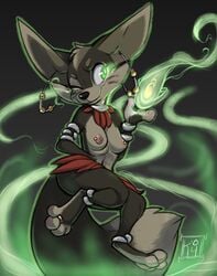 breasts canine cute female female_only fennec fire fox furry magic_user mammal reign-2004 shaman solo tentacle tribal tribal_spellcaster