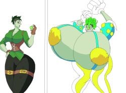 before_and_after bimbofication brainwashing clown clown_girl clownification massive_breasts thick_thighs toon-bomber transformation wide_hips