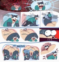 2020s 2026 after_birth birth clone clothing cuntboy gasp gasping high_resolution highres horrified horrified_expression looking_at_another looking_down lotolotl mpreg on_knees open_legs open_vagina outdoors outside panting pregnant_male shocked shocked_expression text_bubble what wide_eyed