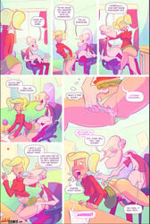 1boy 1girls age_difference bald blonde_hair blue braces comic english_text fat_man female grandfather_and_granddaughter headgear incest jab old_man panels panties panties_aside pussy pussy_juice schoolgirl shaved_pussy sitting sitting_on_lap sitting_on_person skirt skirt_lift speech_bubble teenager text twintails ugly_man vaginal_fingering young