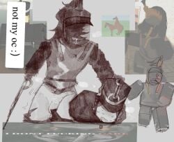 2boys balls bottomless cuirassier gay guts_&_blackpowder guts_and_blackpowder imminent_sex male_only meme_in_the_background original_character penis reference_image roblox roblox_game robloxian self_upload sword tagme