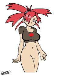 00s 1girls 4mltp bottomless bottomless_female breasts female female_only flannery_(pokemon) flannery_(pokemon_rse) human human_only light-skinned_female light_skin long_hair nintendo pokemon pokemon_rse ponytail pussy red_eyes red_hair solo tied_hair