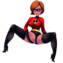 1girls anal anal_fisting anal_masturbation anus breasts disney elastigirl female female_only fisting helen_parr high_heels inusen masturbation pixar pussy self_fisting smooth_skin solo superheroine the_incredibles vagina