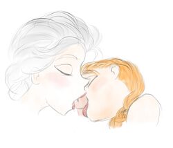 anna_(frozen) closed_eyes disney elsa_(frozen) fellatio frozen_(film) incest kissing moistythirst oral penis rough_sketch sisters